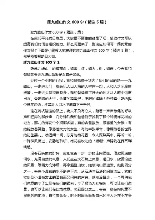 爬九峰山作文600字（精选5篇）