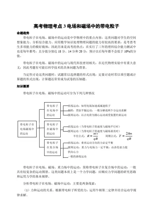 高三物理考点3电场和磁场中的带电粒子