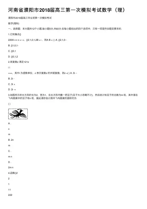 河南省濮阳市2018届高三第一次模拟考试数学（理）