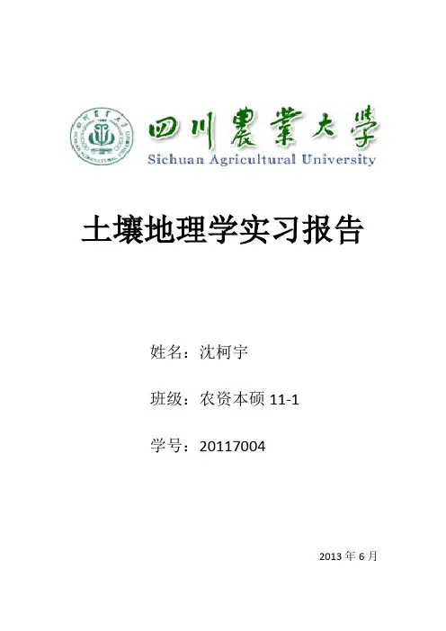 四川农业大学土壤地理学实习报告
