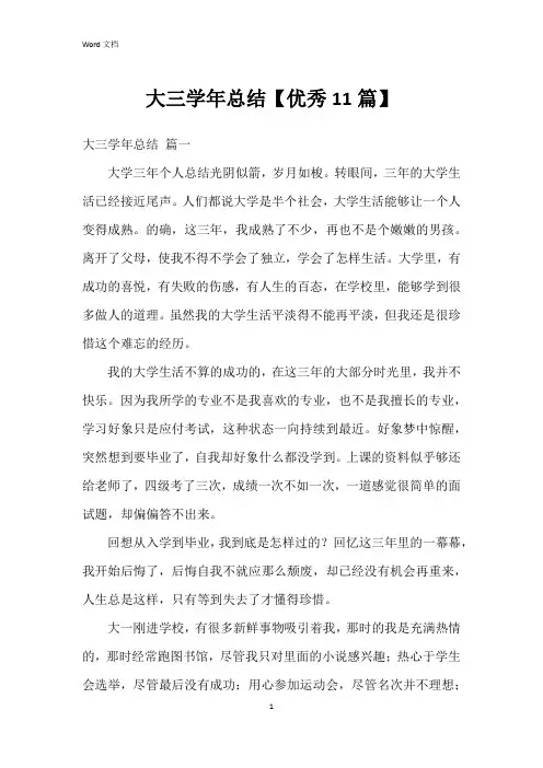大三学年总结【11篇】