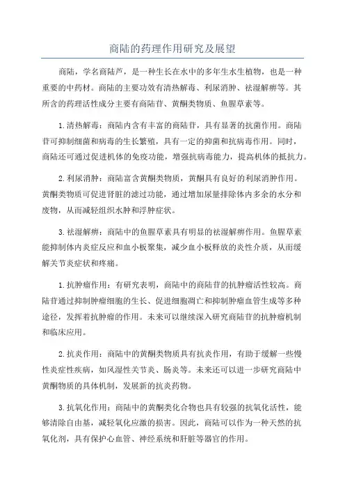 商陆的药理作用研究及展望