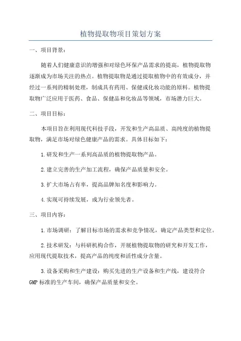 植物提取物项目策划方案