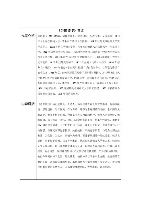林语堂《苏东坡传》导读