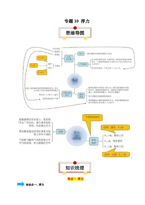 专题10 浮力3大模块知识清单5个易混易错3种方法技巧典例真题精析2024年中考物理一轮复习知识清单