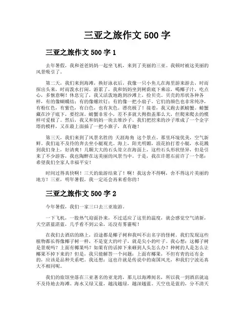 三亚之旅作文500字