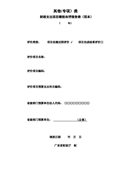 其他(专项)类 财政支出项目绩效自评报告表(范本)