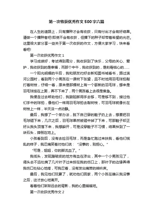 第一次收获优秀作文500字六篇