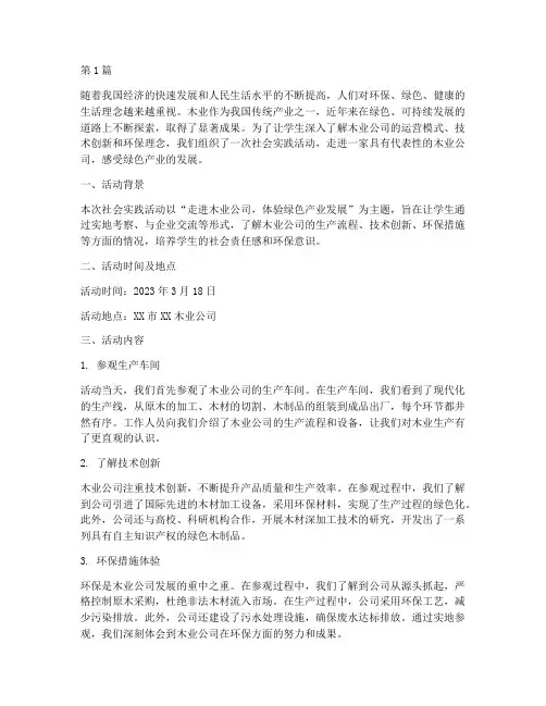 社会实践活动木业公司(3篇)