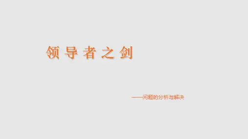 领导者之剑—问题的分析与解决PPT课件