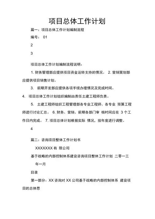 项目总体工作计划