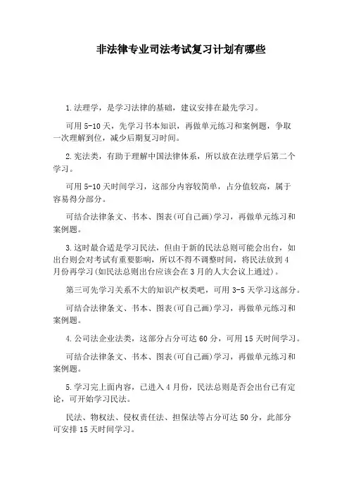 非法律专业司法考试复习计划有哪些