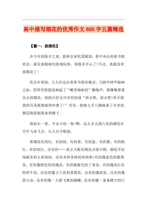 高中描写烟花的优秀作文600字五篇精选