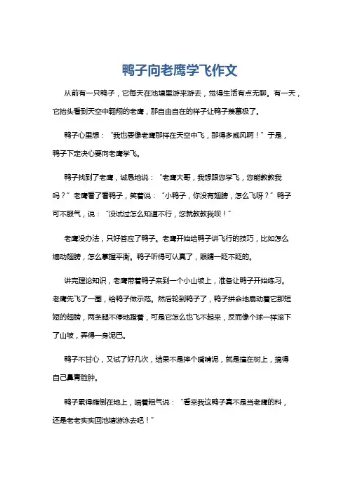 鸭子向老鹰学飞作文