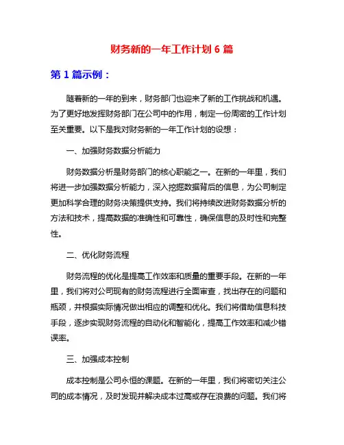 财务新的一年工作计划6篇