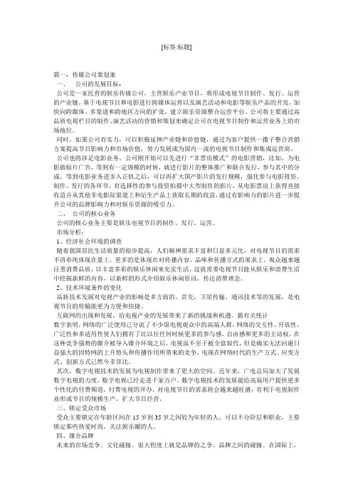 传媒公司策划案