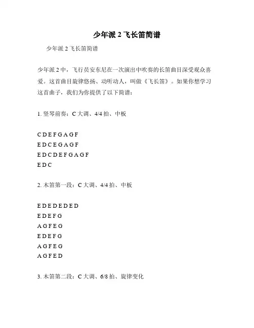 少年派2飞长笛简谱
