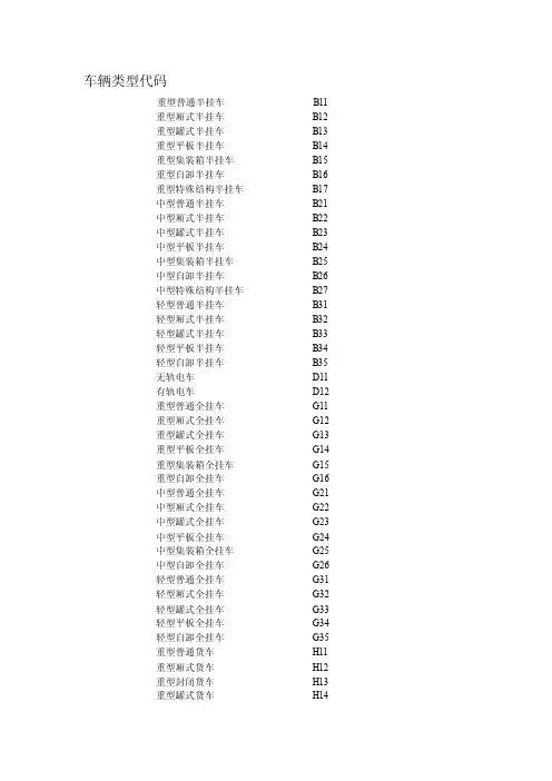 车辆类型代码[新版]