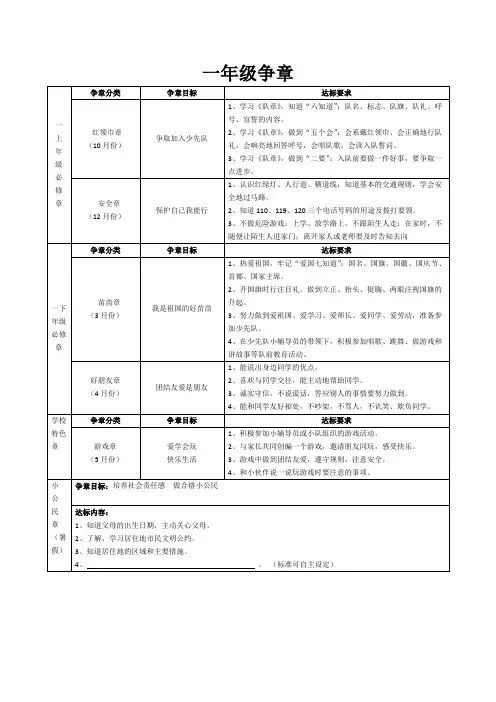 3年级争章手册