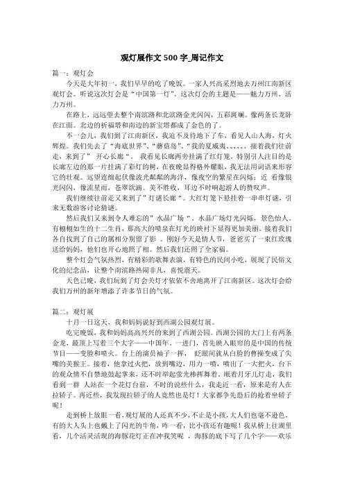 观灯展作文500字_周记作文_1