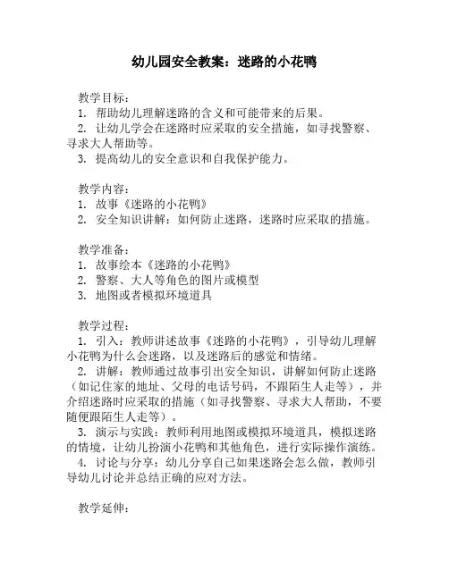 幼儿园安全教案：迷路的小花鸭