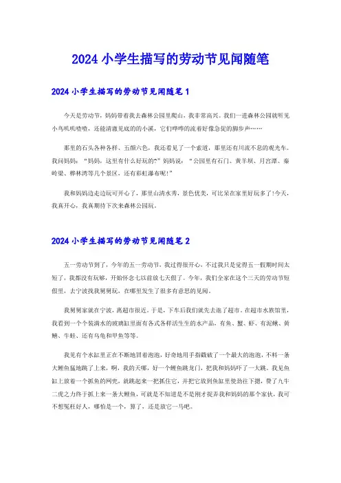 2024小学生描写的劳动节见闻随笔
