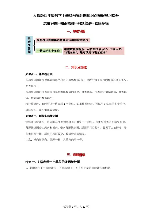人教版四年级数学上册条形统计图知识点寒假复习提升
