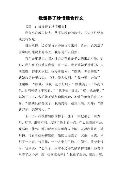 我懂得了珍惜粮食作文