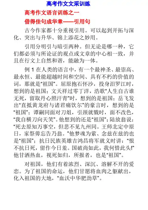 高考作文文采训练