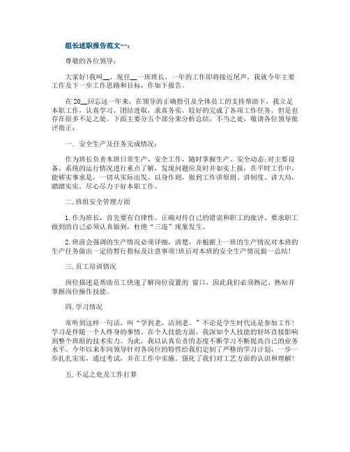 组长述职报告范文3篇