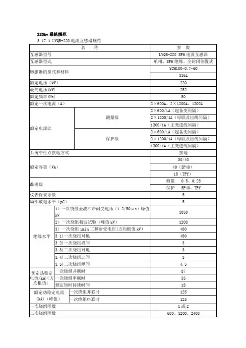 220kv系统规范