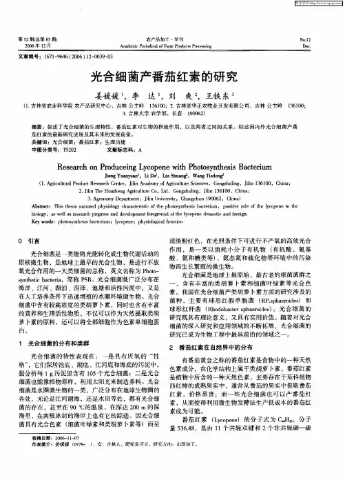 光合细菌产番茄红素的研究