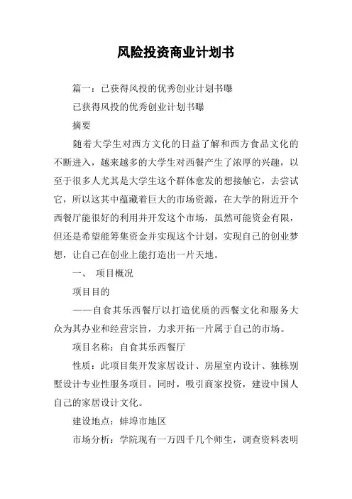 风险投资商业计划书