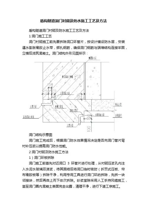 盾构隧道洞门衬砌及防水施工工艺及方法