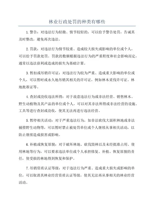 林业行政处罚的种类有哪些