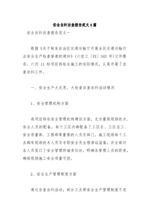安全自纠自查报告范文4篇
