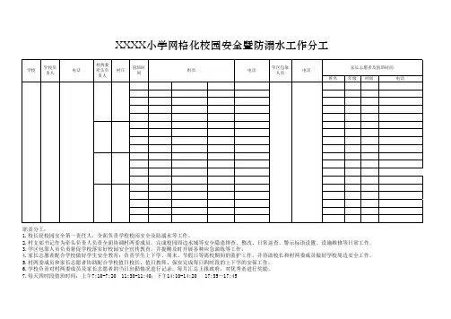 小学网格化校园安全护学岗工作分工值班表