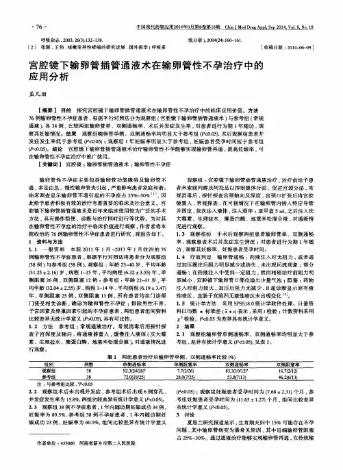 宫腔镜下输卵管插管通液术在输卵管性不孕治疗中的应用分析
