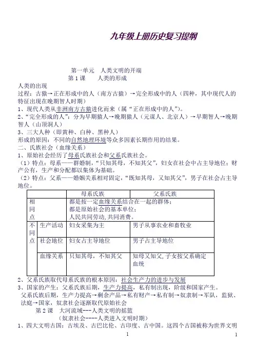 (精品word)人教版九年级上册历史知识点归纳总结(全册)-(精编)(良心出品必属精品)