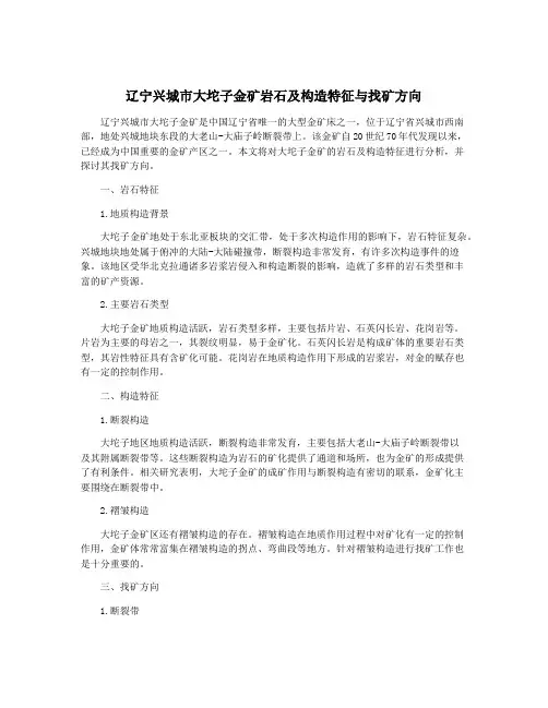 辽宁兴城市大坨子金矿岩石及构造特征与找矿方向