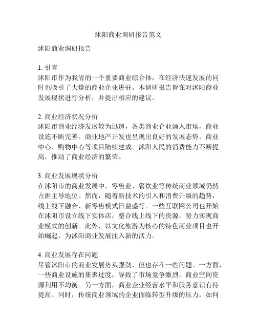 沭阳商业调研报告范文