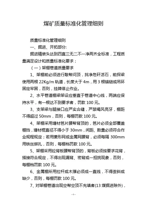 煤矿质量标准化管理细则