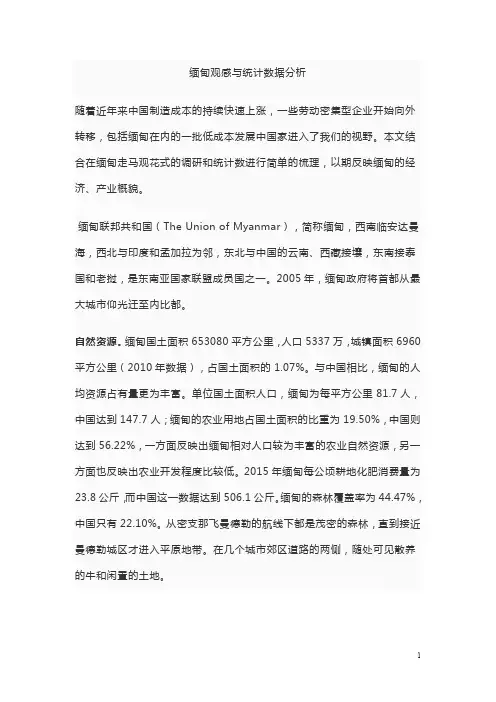 缅甸观感与统计数据分析