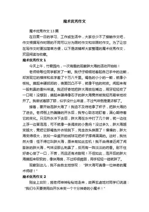 魔术优秀作文