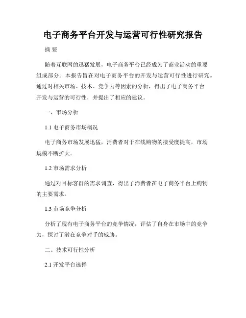 电子商务平台开发与运营可行性研究报告