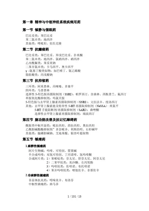 药学专业知识(二)各系统药物大汇总