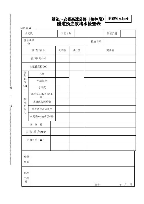 22    隧道注浆堵水检查表