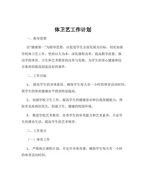 体卫艺工作计划
