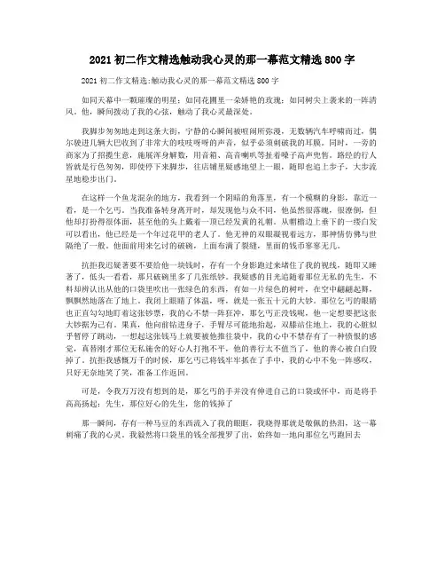 2021初二作文精选触动我心灵的那一幕范文精选800字