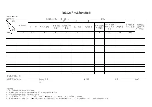 加油站库存商品盘点明细表
